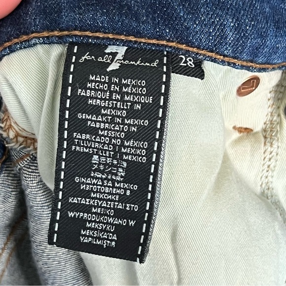 7 For All Mankind Men’s Paxtyn Blue Slim Jeans Distressed Size 28 - Picture 9 of 9